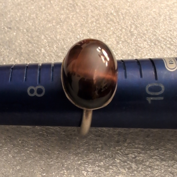 Vintage Agate And Sterling Silver Ring - Picture 1 of 6